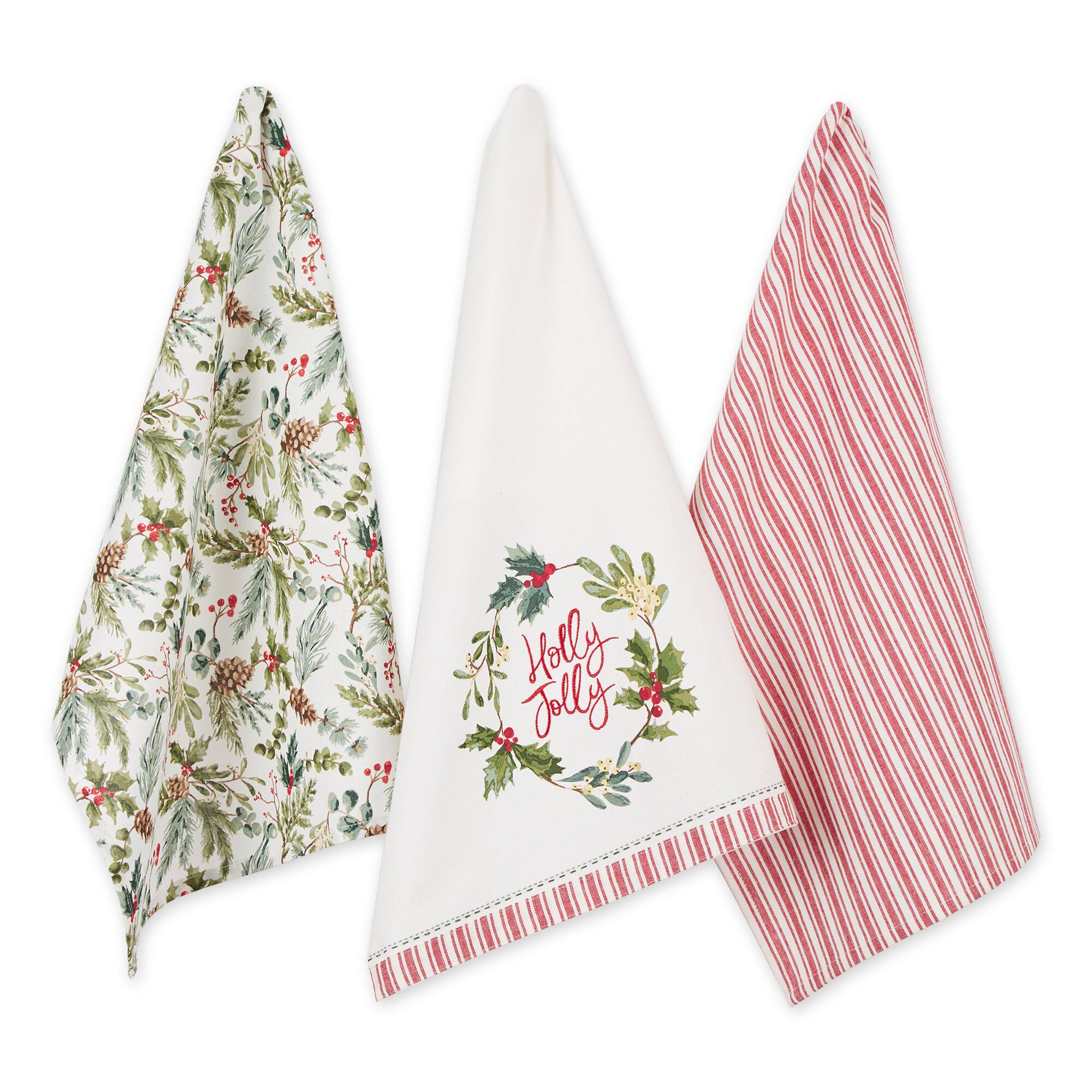 DII® Holly Jolly Sprigs Dishtowel Set